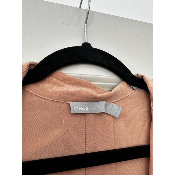 Vince 100% Silk Slit Back Long Sleeve Blush Pink Shirt Dress Size Small - Picture 4 of 11